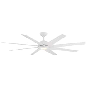 Roboto XL 70 in. Indoor/Outdoor 8-Blade Smart Ceiling Fan in Matte White with 3000K and Remote Control