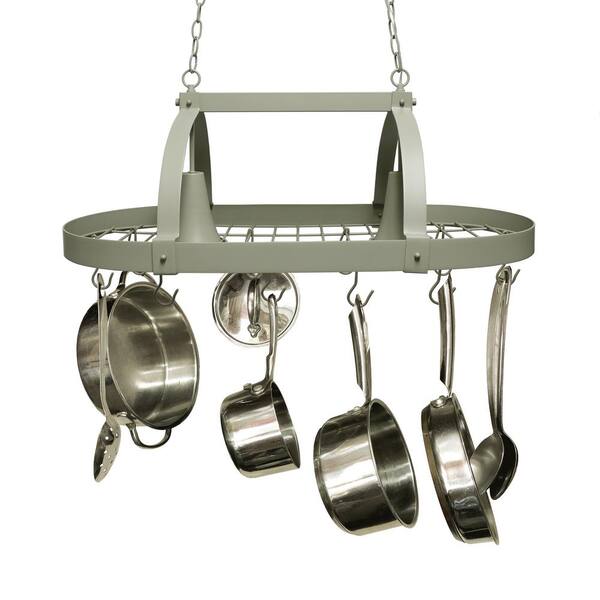 Slate Gray 2 Light Kitchen Pot Rack, Hanging Pot Rack With Lights Home Depot
