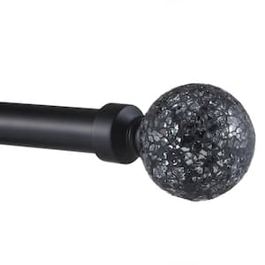 Black Pearl Mosaic 36 in. - 72 in. Adjustable 1 in. Single Curtain Rod Kit in Matte Black with Finial