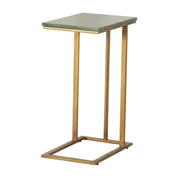 Coaster 16 in. Green and Antique Gold Rectangular Marble Top Accent Table