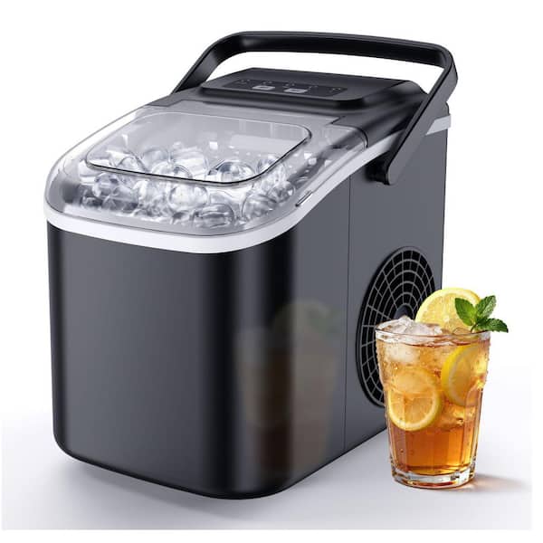 8.5 in. 26 lb. Bullet-Shaped Countertop Portable Ice Maker in Gray with 2-Ice Sizes , 6 min/8-Pieces, Auto-Cleaning