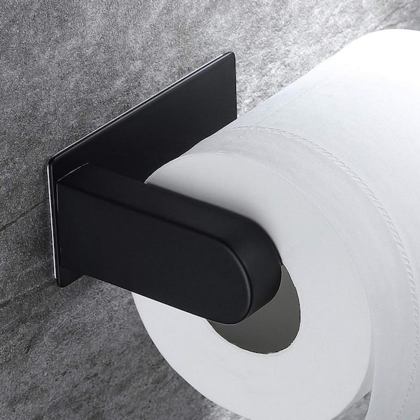 YASINU Self Adhesive Bathroom Toilet Paper Holder Stand No Drilling Premium Thicken Stainless Steel in Matte Black