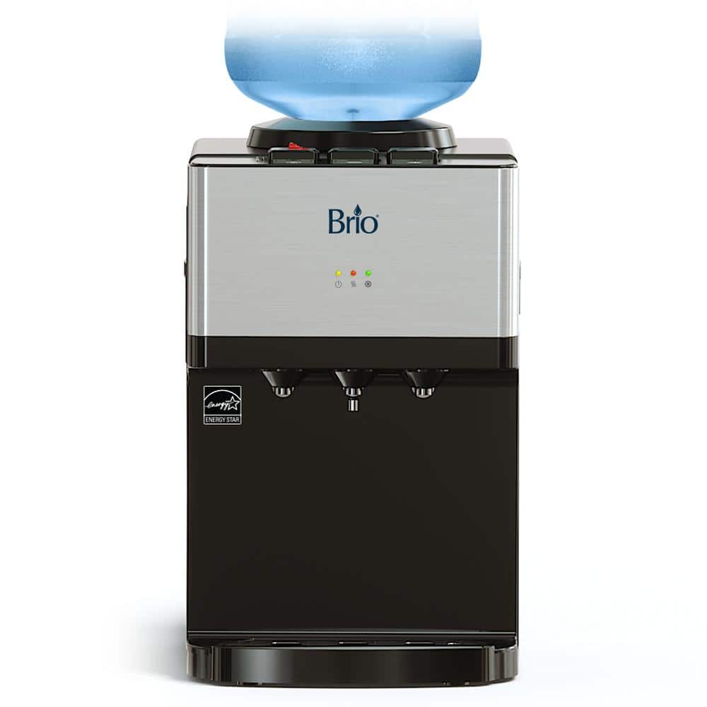Brio Silver and Black Top Loading Water Cooler Dispenser with Hot and Cold Water