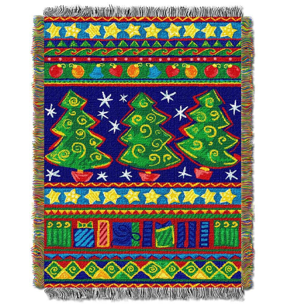 THE NORTHWEST GROUP Tree Festivity Licensed MultiColored Holiday Tapestry Throw