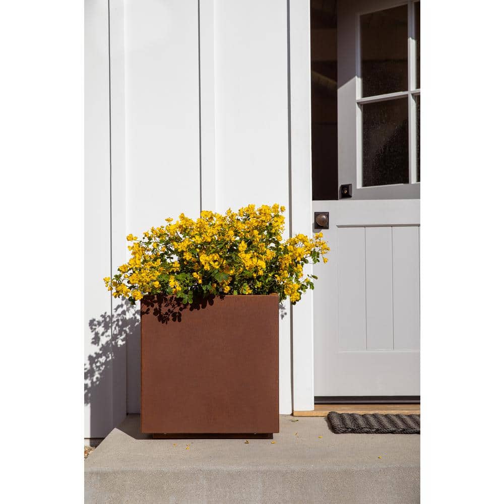 Rustic Corten Steel 22" Cube Planter Box