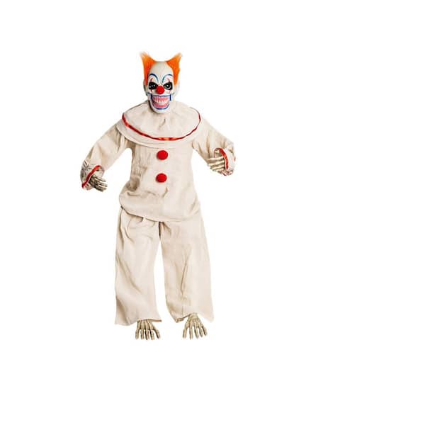 48 in. Animatronic Sitting Clown Battery Operated Halloween Yard Decoration, Animated Decorations with Sound Activated