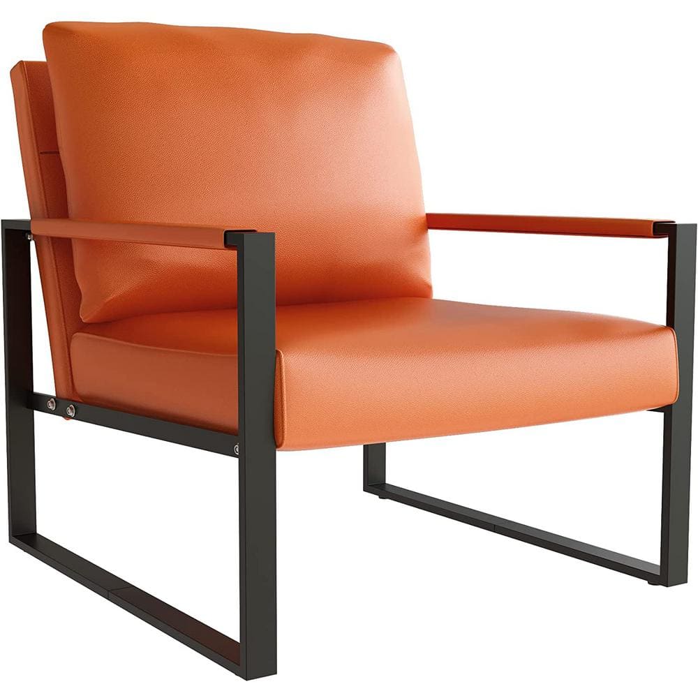 Orange leather 2025 accent chair