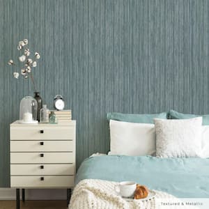 Metallic Chambray Faux Grasscloth Vinyl Peel and Stick Textured Wallpaper Roll (Covers 28 sq. ft.)