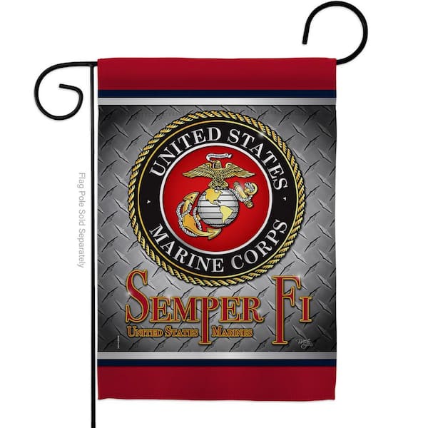 Breeze Decor 13 in. x 18.5 in. Semper Fi US Marine Garden Double-Sided Armed Forces Decorative Vertical Flags