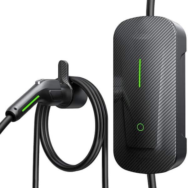 25 ft 110-240 Volt Level 1 and 2 EV Charger Carbon Fiber NEMA 6-20 Plug with Adapter for Tesla Models