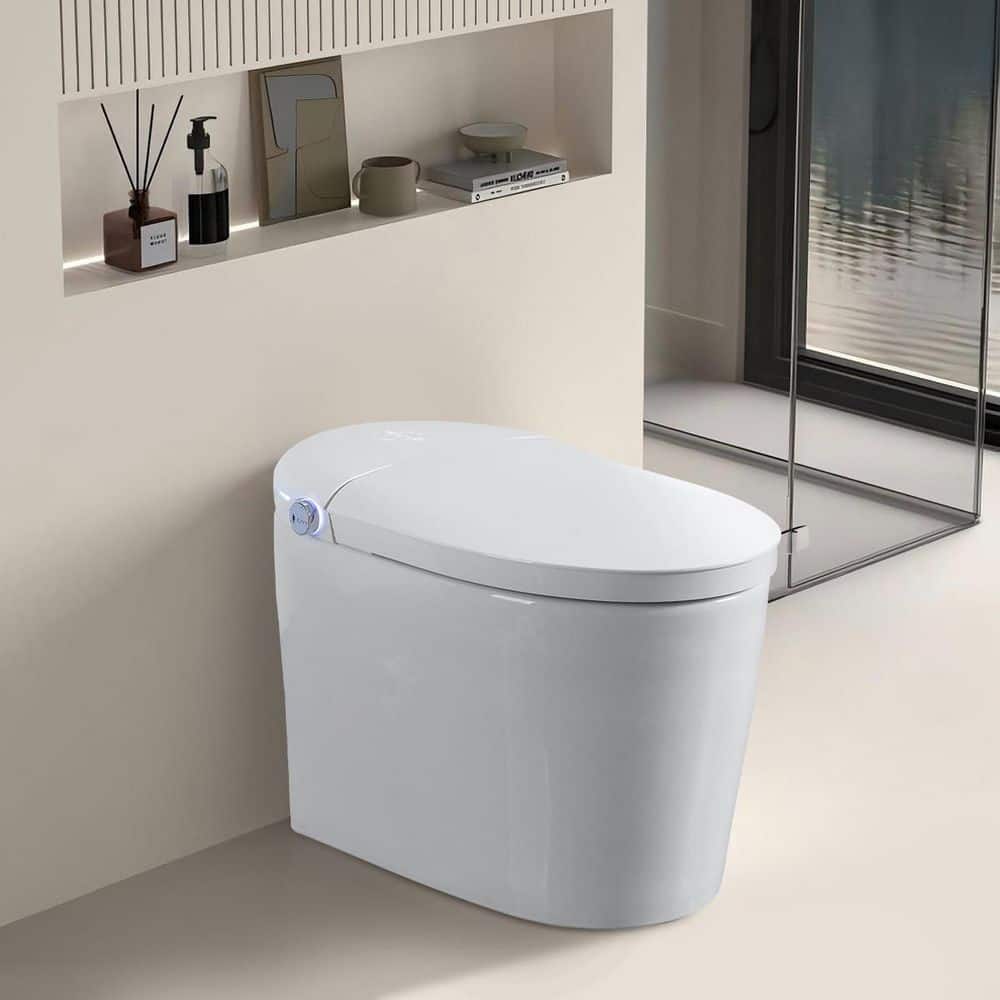 12 in. 1-Piece Round Bidet Toilet 1.28 GPF Single Flush in White Heated Seat with Auto Flush, Auto Open/Close price history on PriceWatchPro
