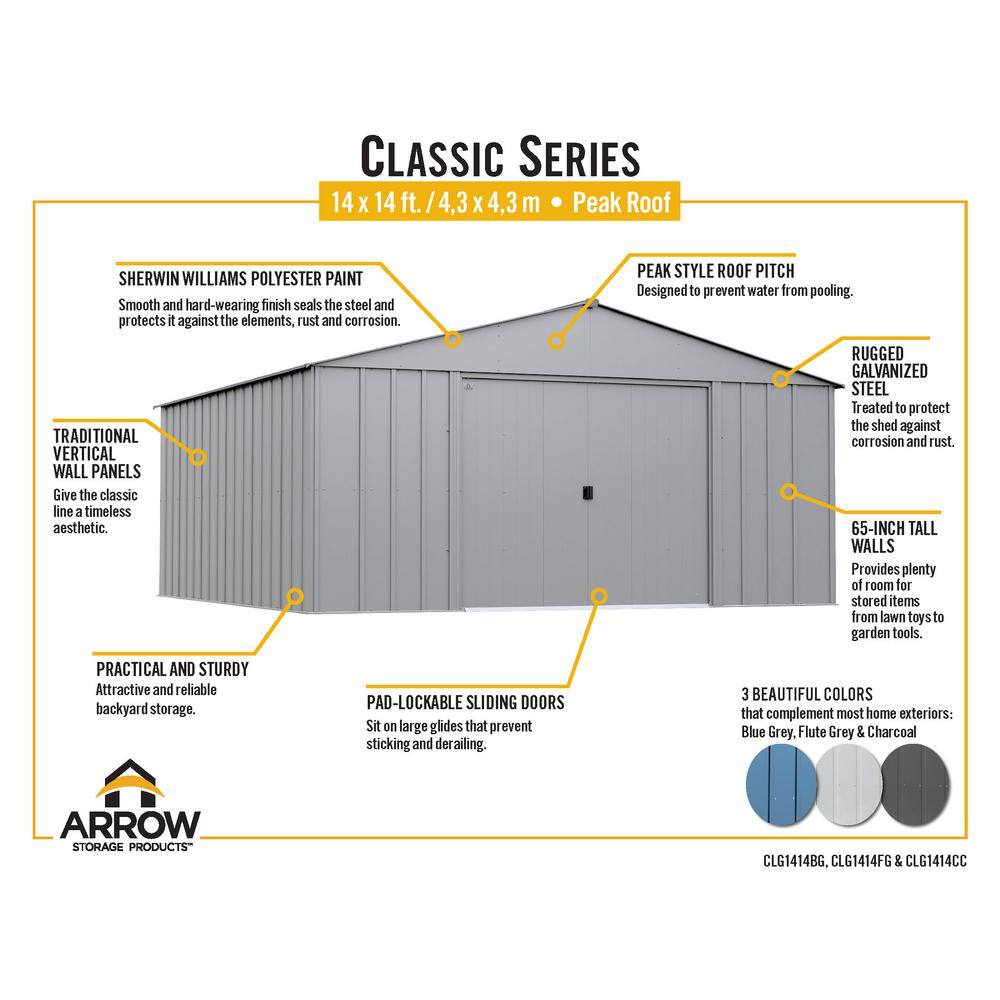 14 ft x 14 ft Blue Steel Storage Shed
