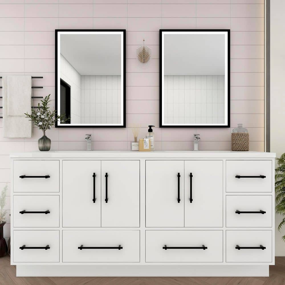 Victoria 71 in. W x 20 in. D x 35 in. H Double Sink Freestanding Bath Vanity in Gloss White with White Acrylic Top price history on PriceWatchPro