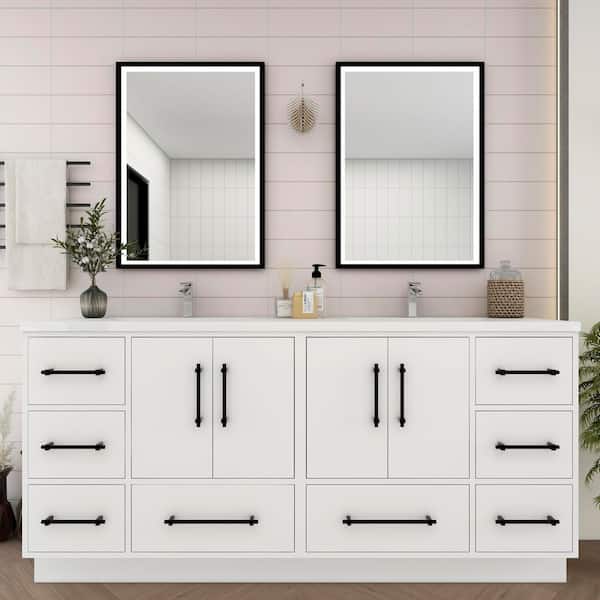 Victoria 71 in. W x 20 in. D x 35 in. H Double Sink Freestanding Bath Vanity in Gloss White with White Acrylic Top