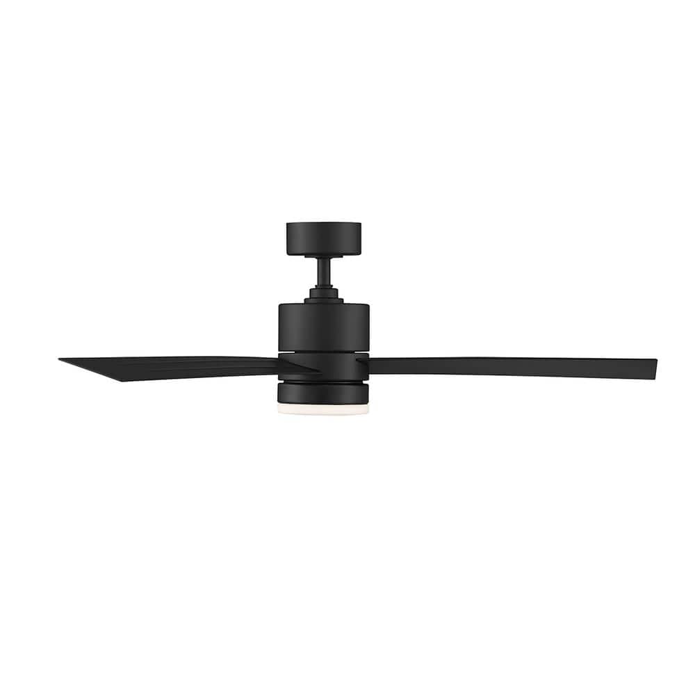Matte Black 52-Inch Smart Ceiling Fan with LED Light and Remote