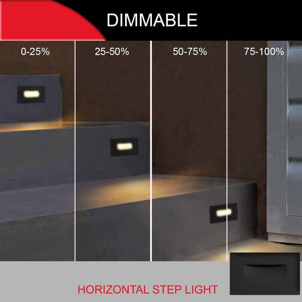 Black Stainless Steel Dimmable LED Recessed Step Light