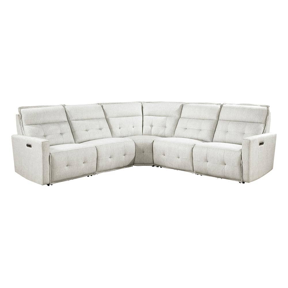 Loveland 100.5 in. 5-Piece Textured Fabric Modular Power Reclining Sectiona