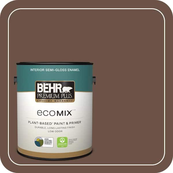 1 gal. #MQ2-05A Authentic Brown Semi-Gloss Enamel EcoMix Plant-Based Interior Paint & Primer