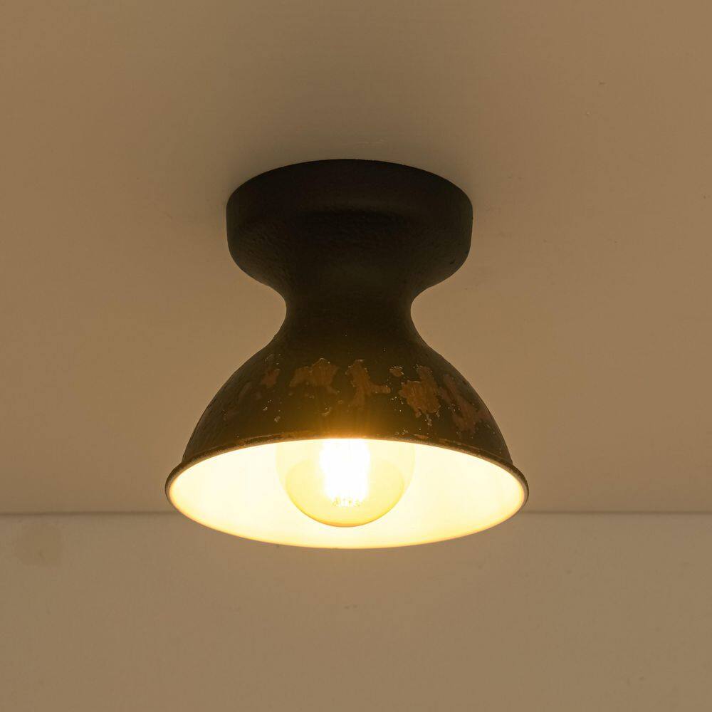 1-Light Vintage Industrial Distressed Black Flush Mount Ceiling Light for Kitchen Hallway price history on PriceWatchPro