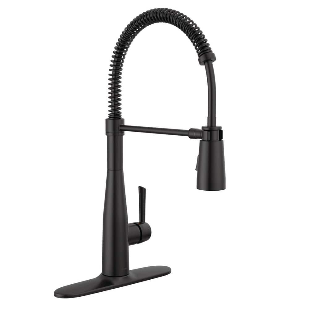 Matte Black Single-Handle Pull-Down Spring Kitchen Faucet