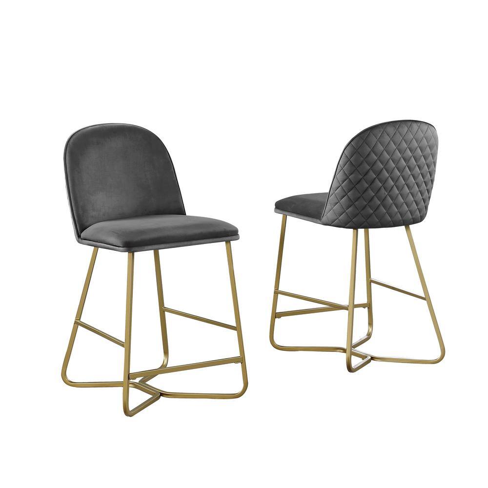 Best Quality Furniture Lola 24 in H. Dark Grey Low Back Counter Height