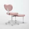 Rear view of the pink teddy gaming chair.