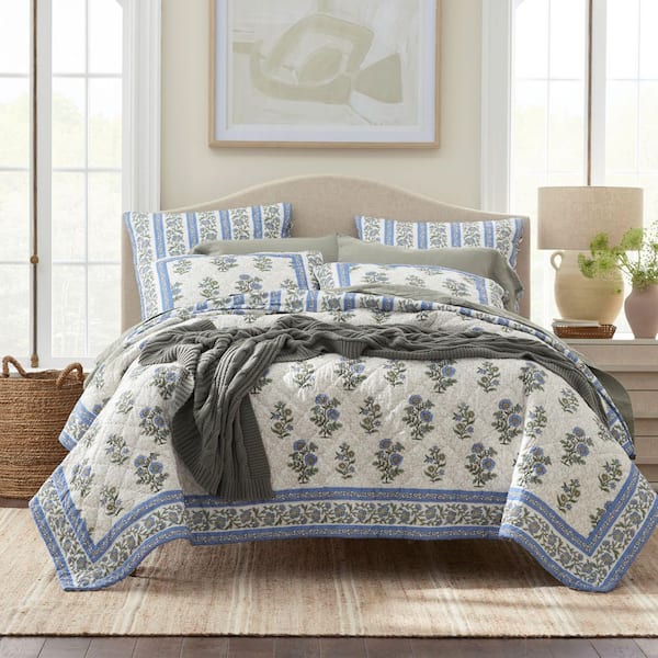 Company Cotton India Garden White Multi Cotton King Quilt