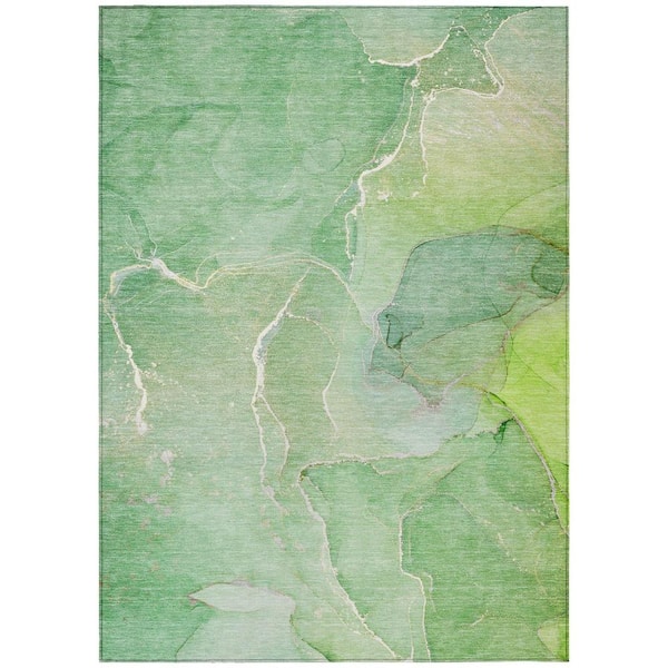 Green 10 ft. x 14 ft. Abstract Indoor / Outdoor Area Rug