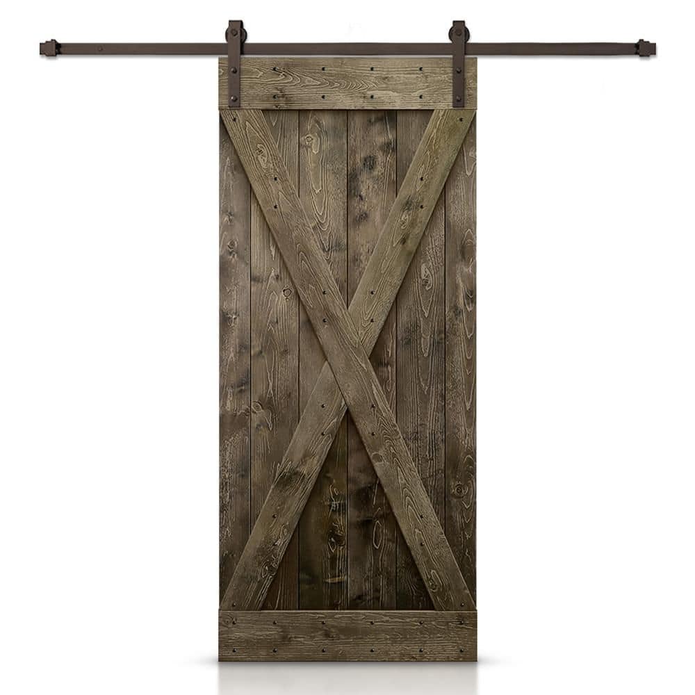Distressed X Series 28 in. x 84 in. Espresso Stained DIY Wood Interior Sliding Barn Door with Hardware Kit price history on PriceWatchPro