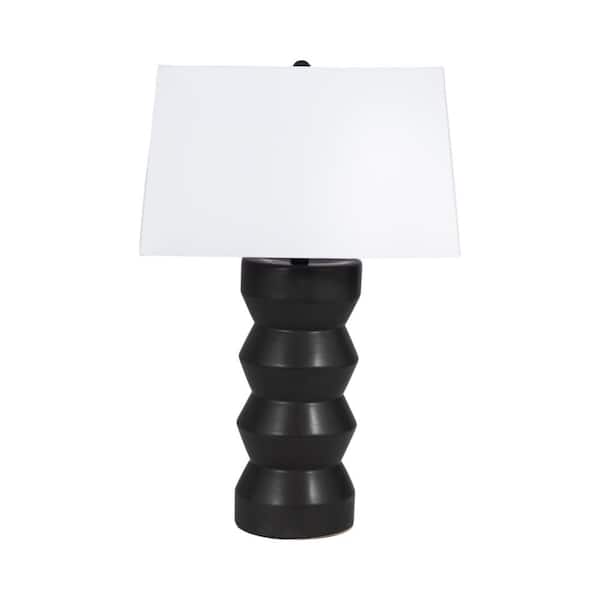 28 in. Black Resin and Metal Totem Table Lamp