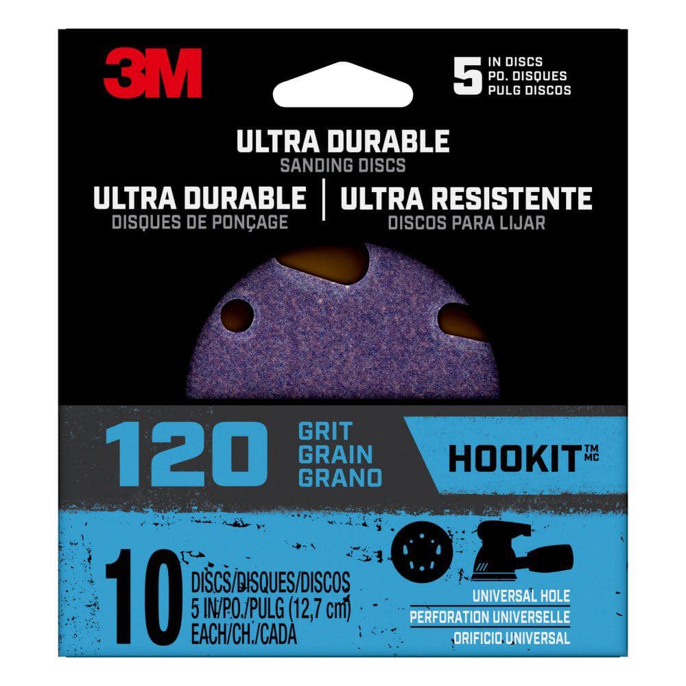 5 in. 120-Grit Ultra Durable Power Sanding Discs with Universal Hole (10-Di