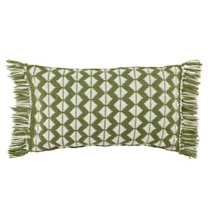 Cerulean Green/Ivory 13 in. x 21 in. Polyester Fill Throw Pillow