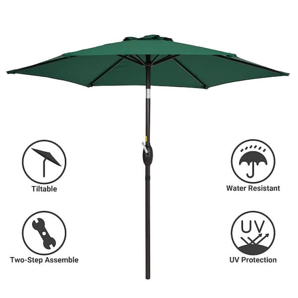 7.5 ft. Patio Market Crank and Tilt Umbrellas, Table Umbrellas,UV-Resistant Canopy in Dark Green