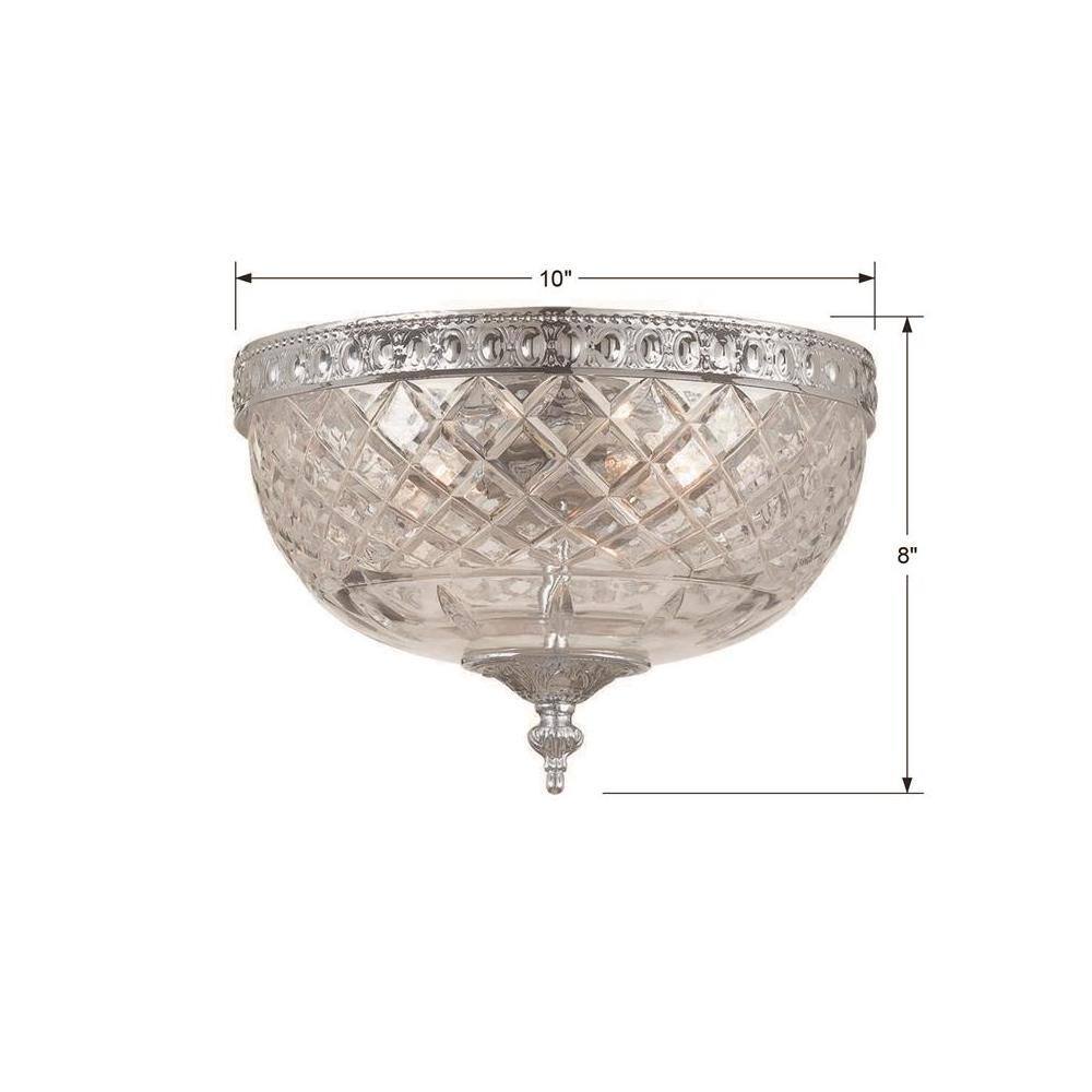 Chrome Crystal Bowl 2-Light Incandescent Flush Mount