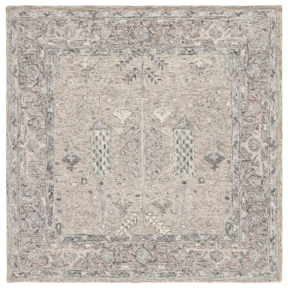 Faded Aztec Rug SAFAVIEH Metro 6 ft. x 6 ft. Gray/Ivory Faded Aztec Ornate Square Area ...
