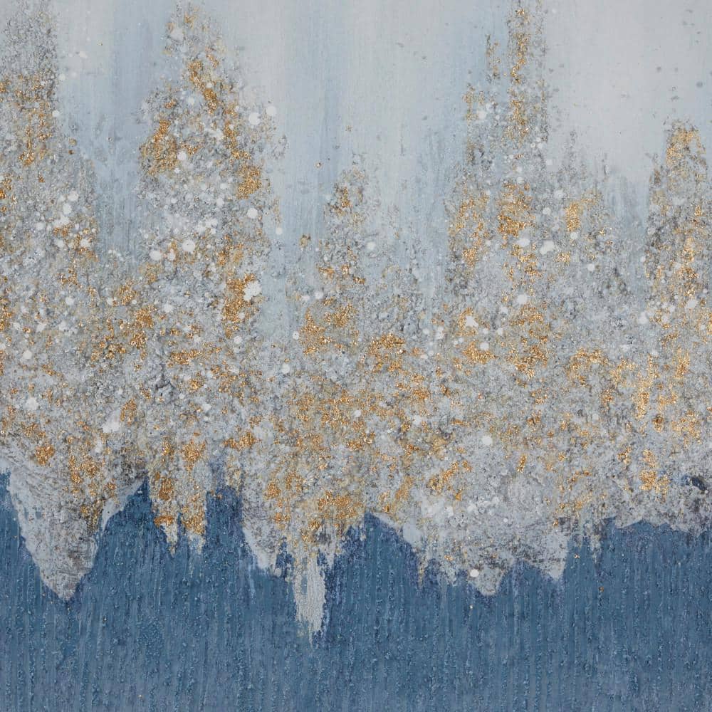 Large Silver Framed Abstract Canvas Wall Art