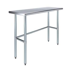 18 in. x 48 in. Stainless Steel Open Base Kitchen Utility Table Metal Prep Table