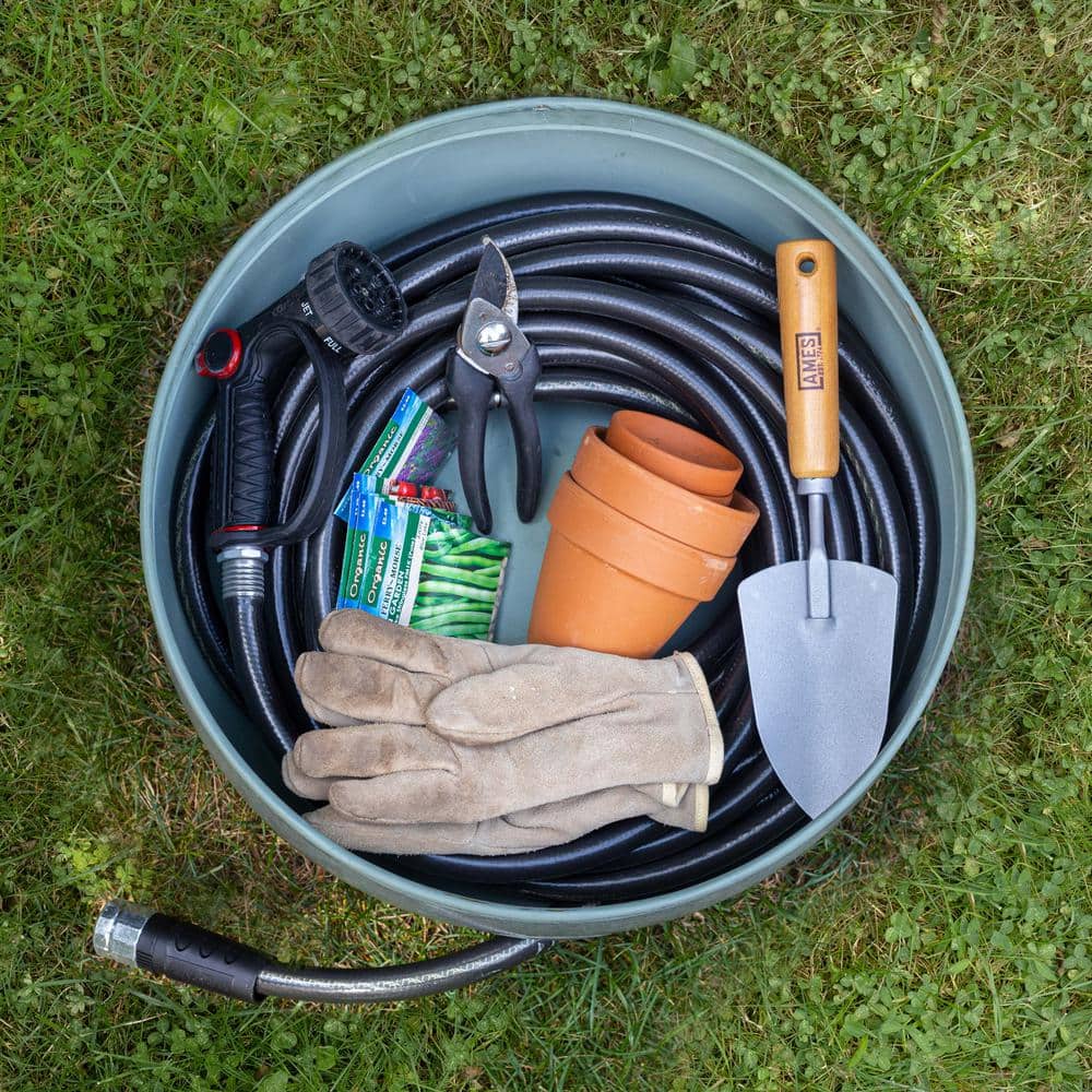Large Blue Verde Copper Garden Hose Pot with Fern Details