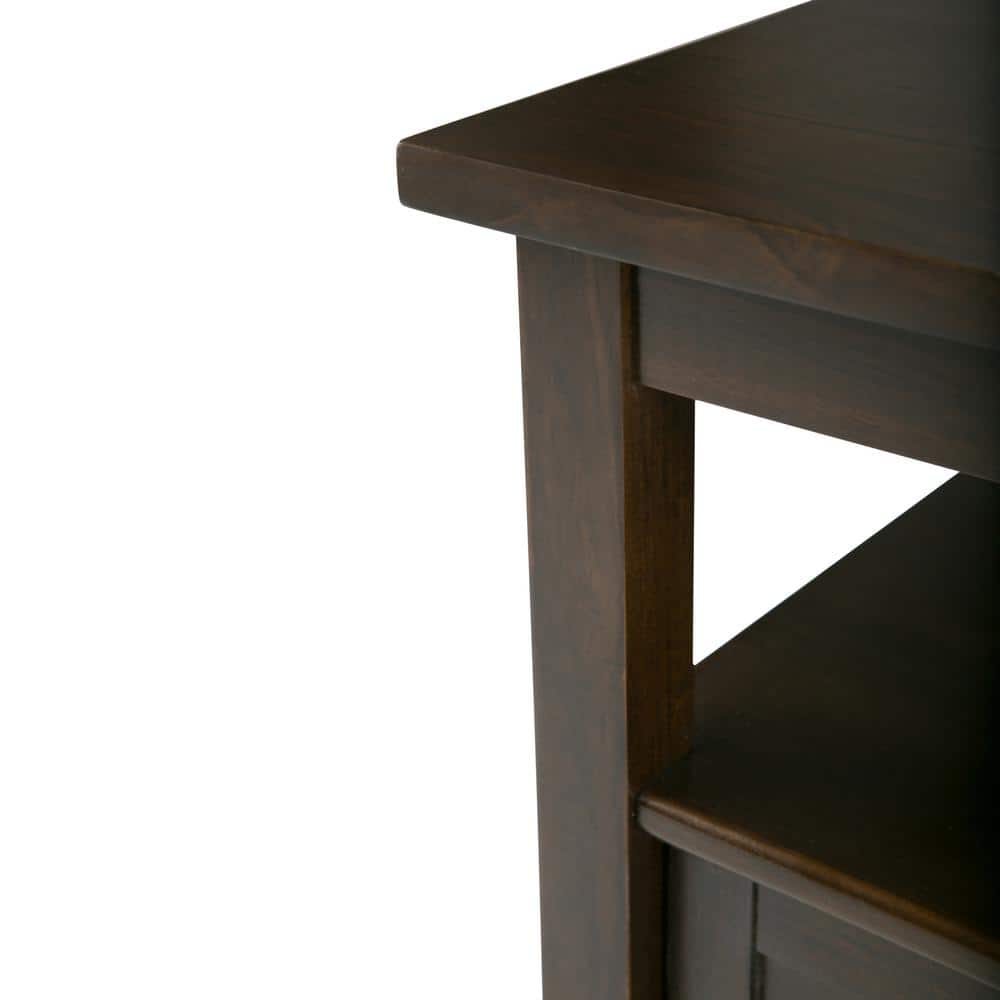 Tobacco Brown Rustic Solid Wood End Table with Storage