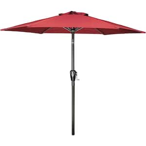 7.5 ft. Patio Umbrella with Push Button Tilt/Crank And 6-Sturdy Ribs for Market, Garden, Deck, Backyard And Pool in Red