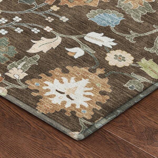Mayfield Premium Machine Washable Abstract AMF2458 Chocolate 5 ft. x 7 ft. 6 in. Area Rug