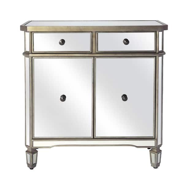 HomeRoots Bernadette Silver Cabinet 33.5 in. x 32 in. 16 in.
