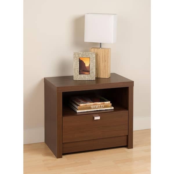 Prepac Series 9 1-Drawer Medium Brown Walnut Nightstand