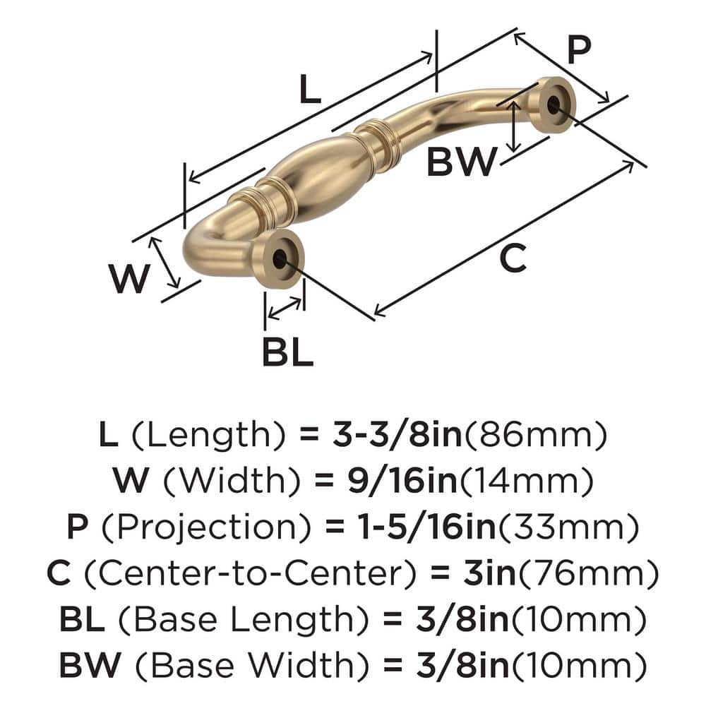 Granby 3 inch Champagne Bronze Cabinet Pull with Mounting Hardware