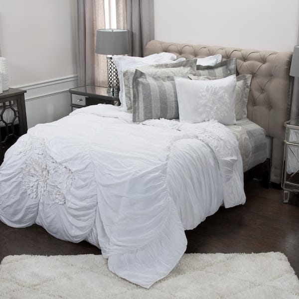 Rizzy Home 2 Piece White Floral Applique Twin Comforter Set Qltbt1058wh006886 The Home Depot