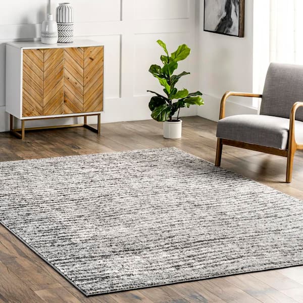 Sherill Abstract Transitional Area Grey 6 ft. x 6 ft. Indoor Square Rug