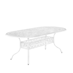 Capri White Oval Cast Aluminum Outdoor Dining Table
