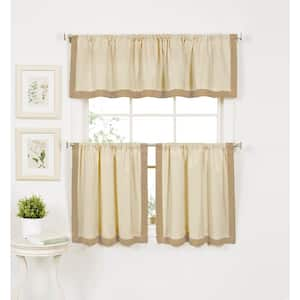 Linen Border Rod Pocket Room Darkening Curtain - 30 in. W x 36 in. L (Set of 2)