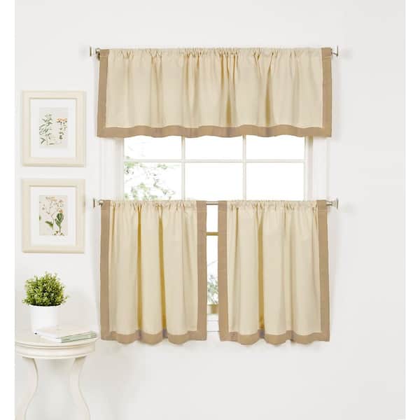 Elrene Linen Border Rod Pocket Room Darkening Curtain - 30 in. W x 36 in. L (Set of 2)