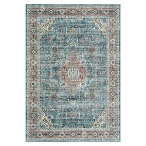 Ultra Soft Taupe/Green 5 ft. x 7 ft. Persian Area Rug